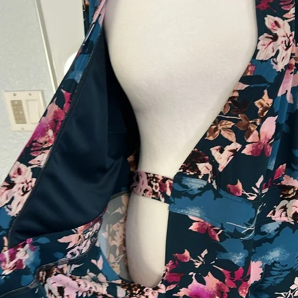 Thalia Blue Pink Floral Wrap Dress L - Picture 9 of 10